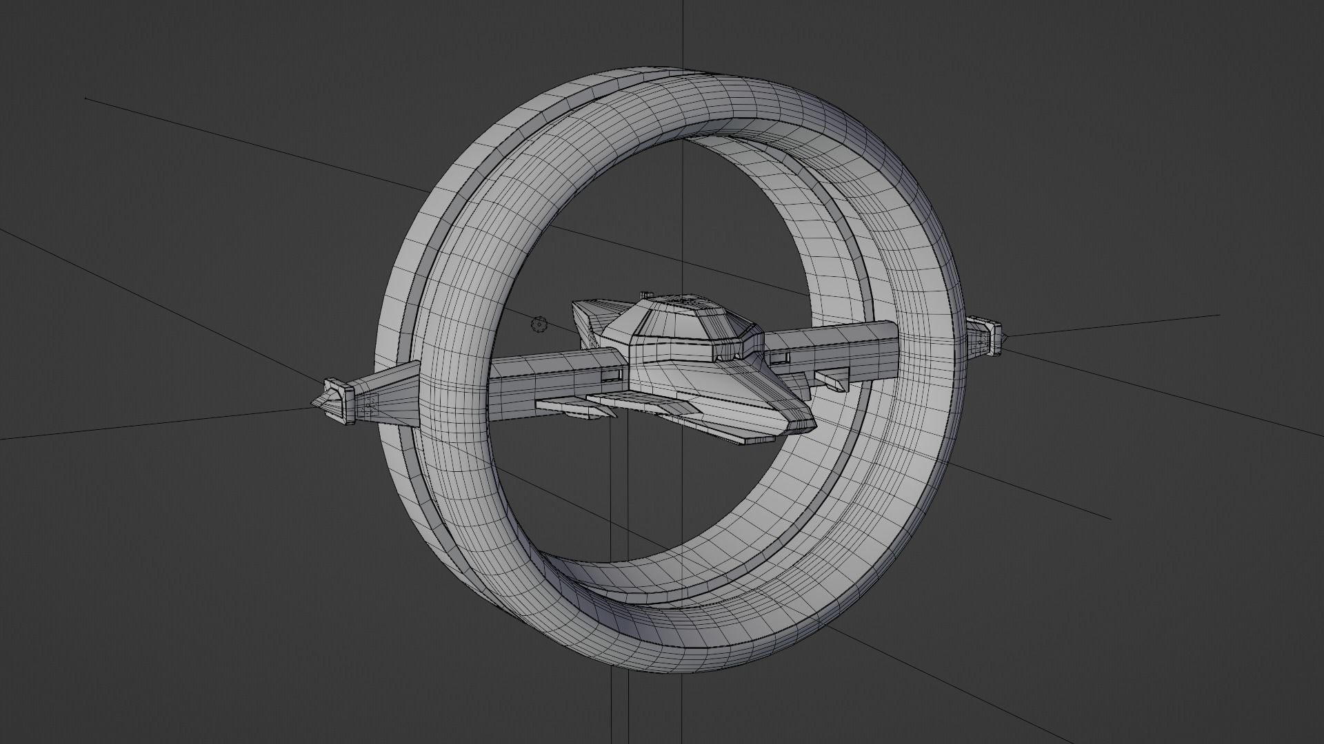 Futuristic Hyperdrive Spaceship Low-poly 3D model_8