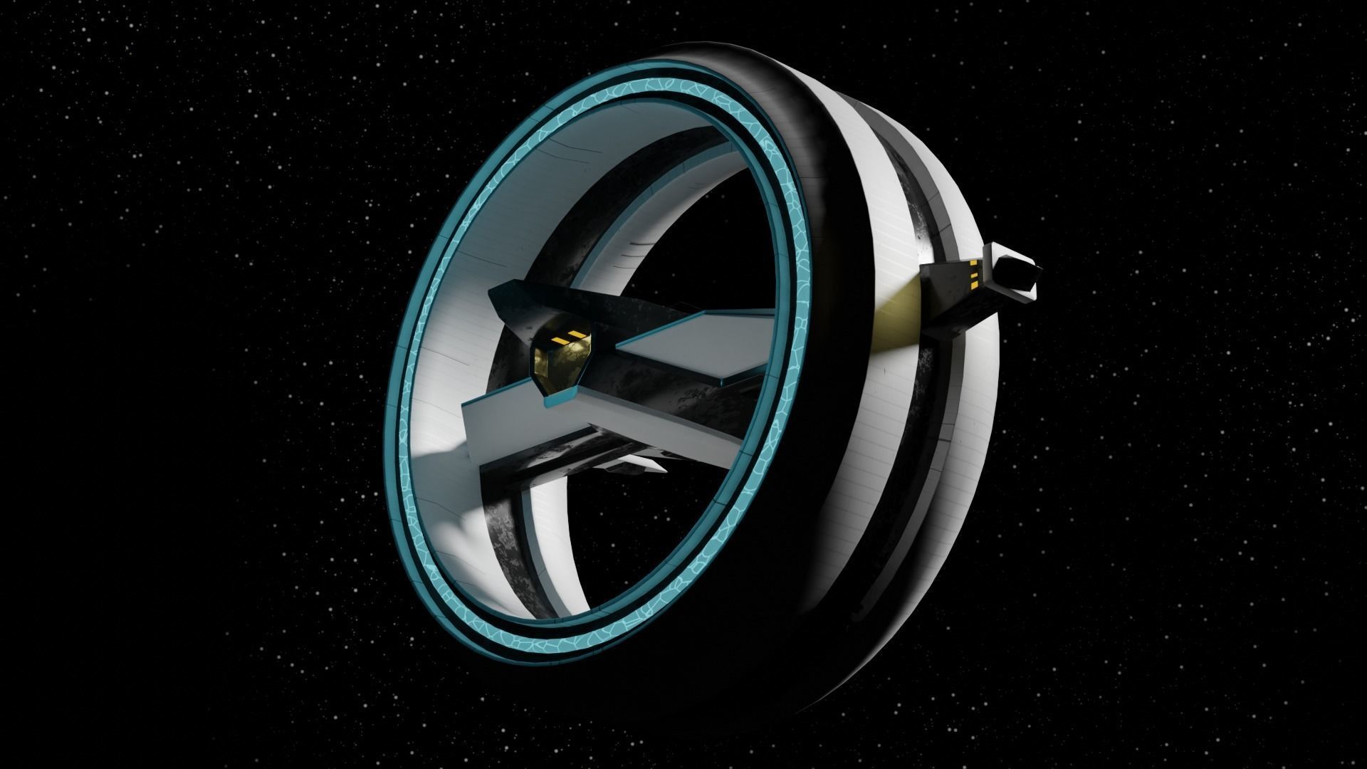 Futuristic Hyperdrive Spaceship Low-poly 3D model_6