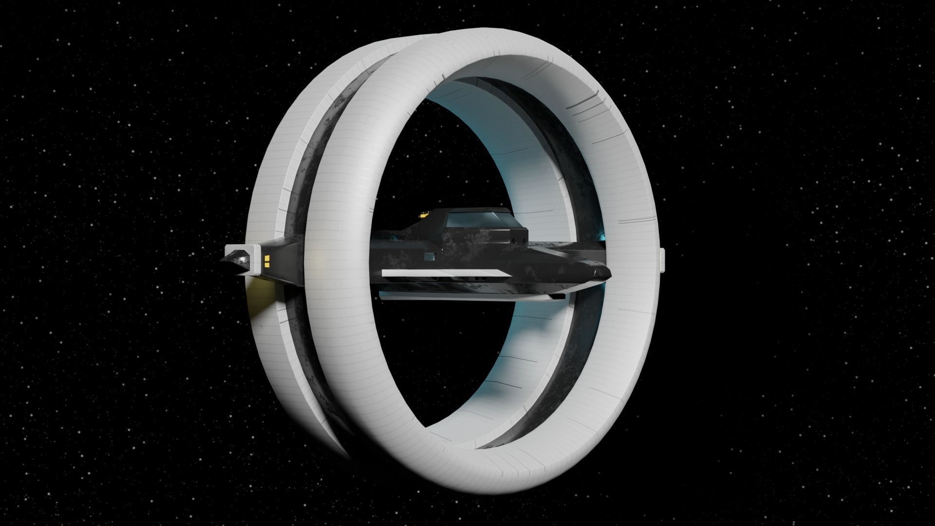 Futuristic Hyperdrive Spaceship Low-poly 3D model_3