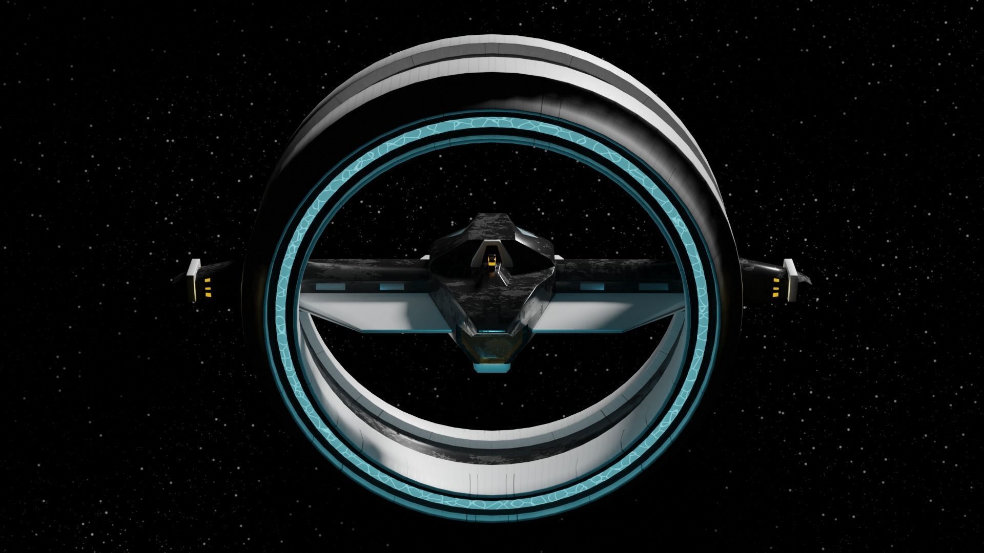 Futuristic Hyperdrive Spaceship Low-poly 3D model_4