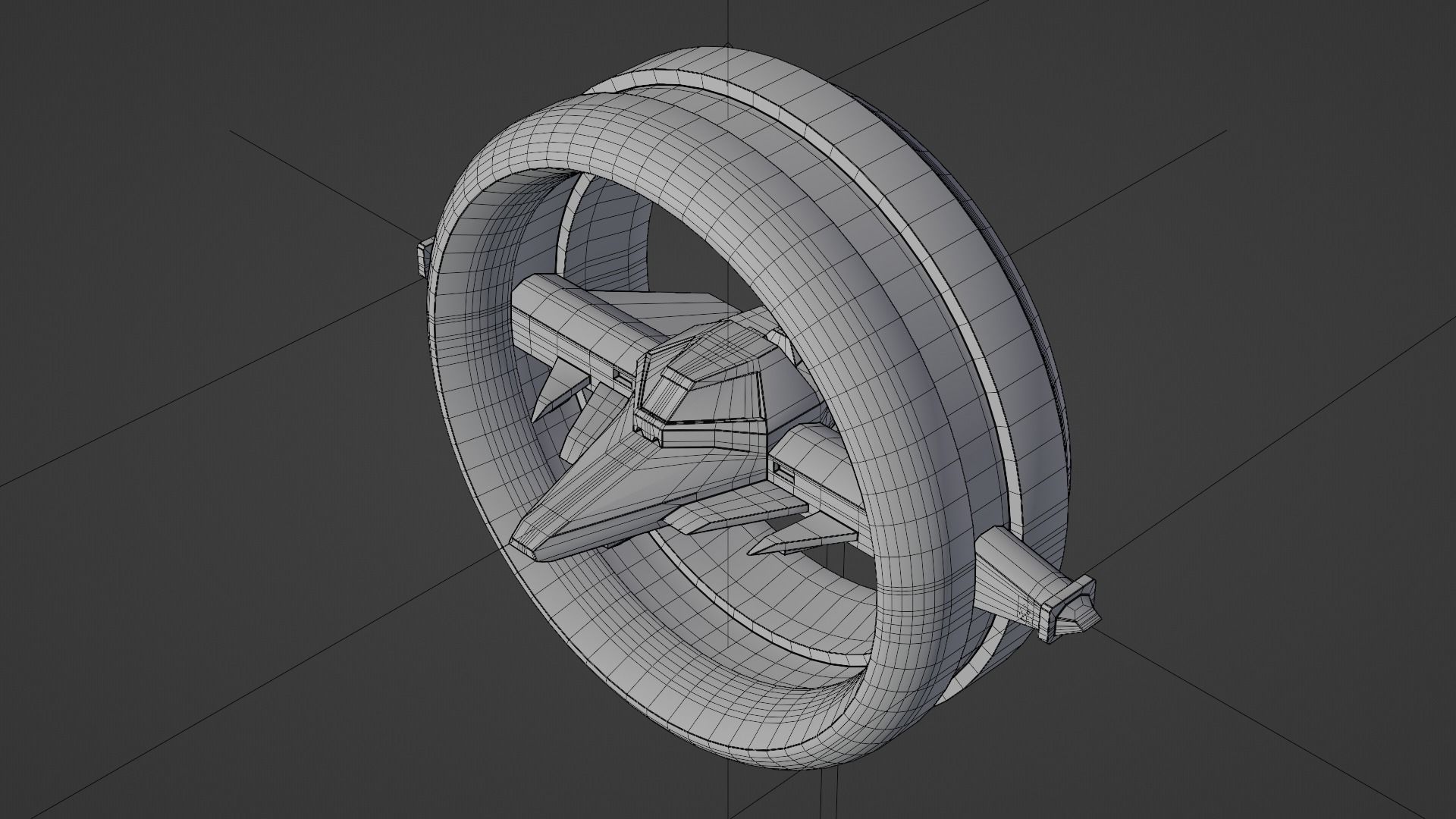 Futuristic Hyperdrive Spaceship Low-poly 3D model_7