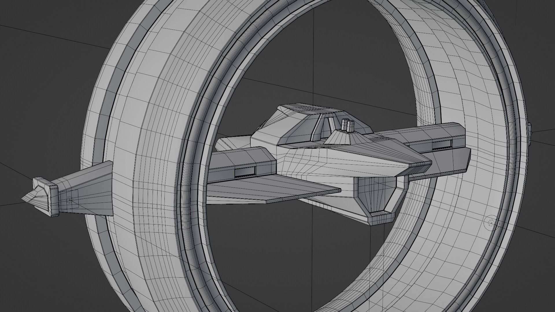 Futuristic Hyperdrive Spaceship Low-poly 3D model_10