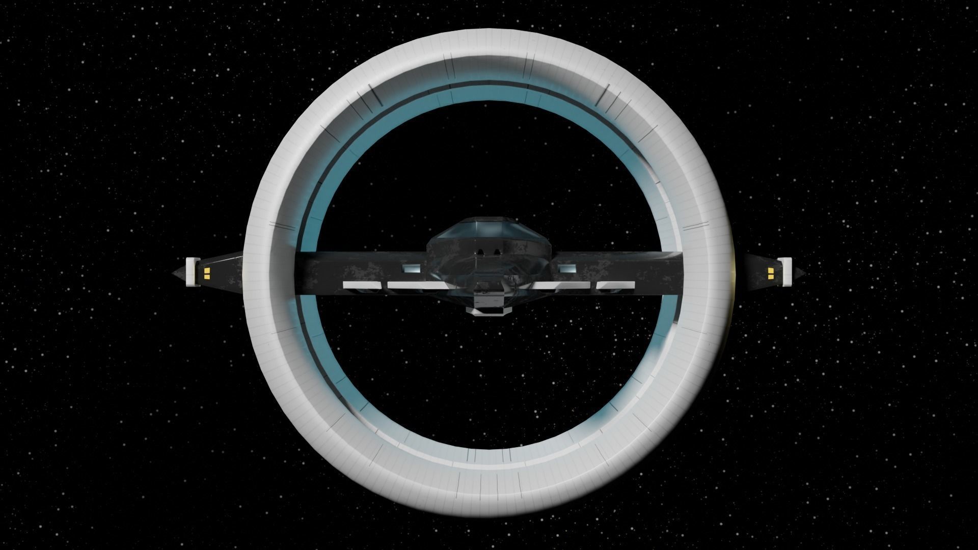 Futuristic Hyperdrive Spaceship Low-poly 3D model_5