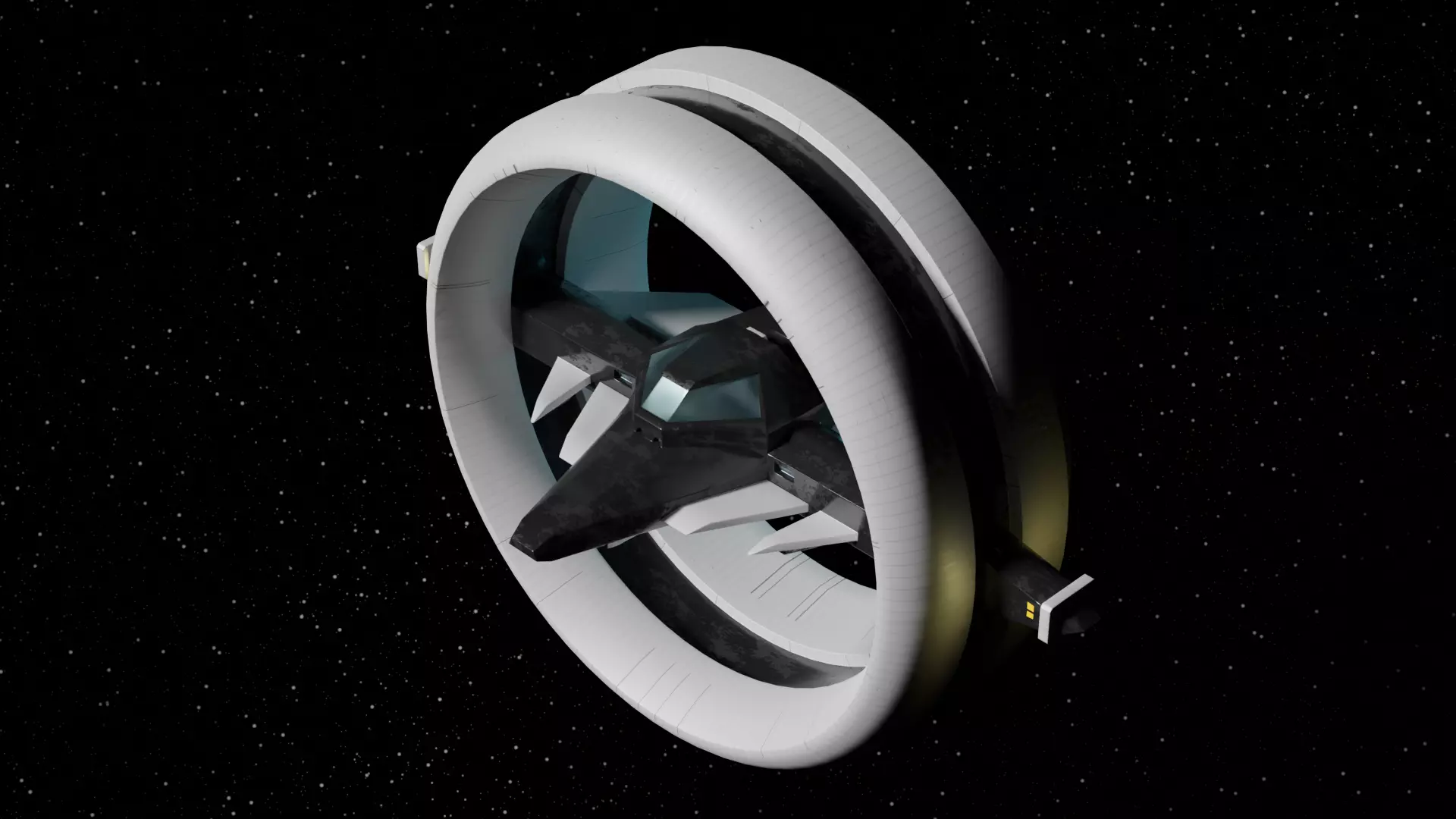 Futuristic Hyperdrive Spaceship Low-poly 3D model_0