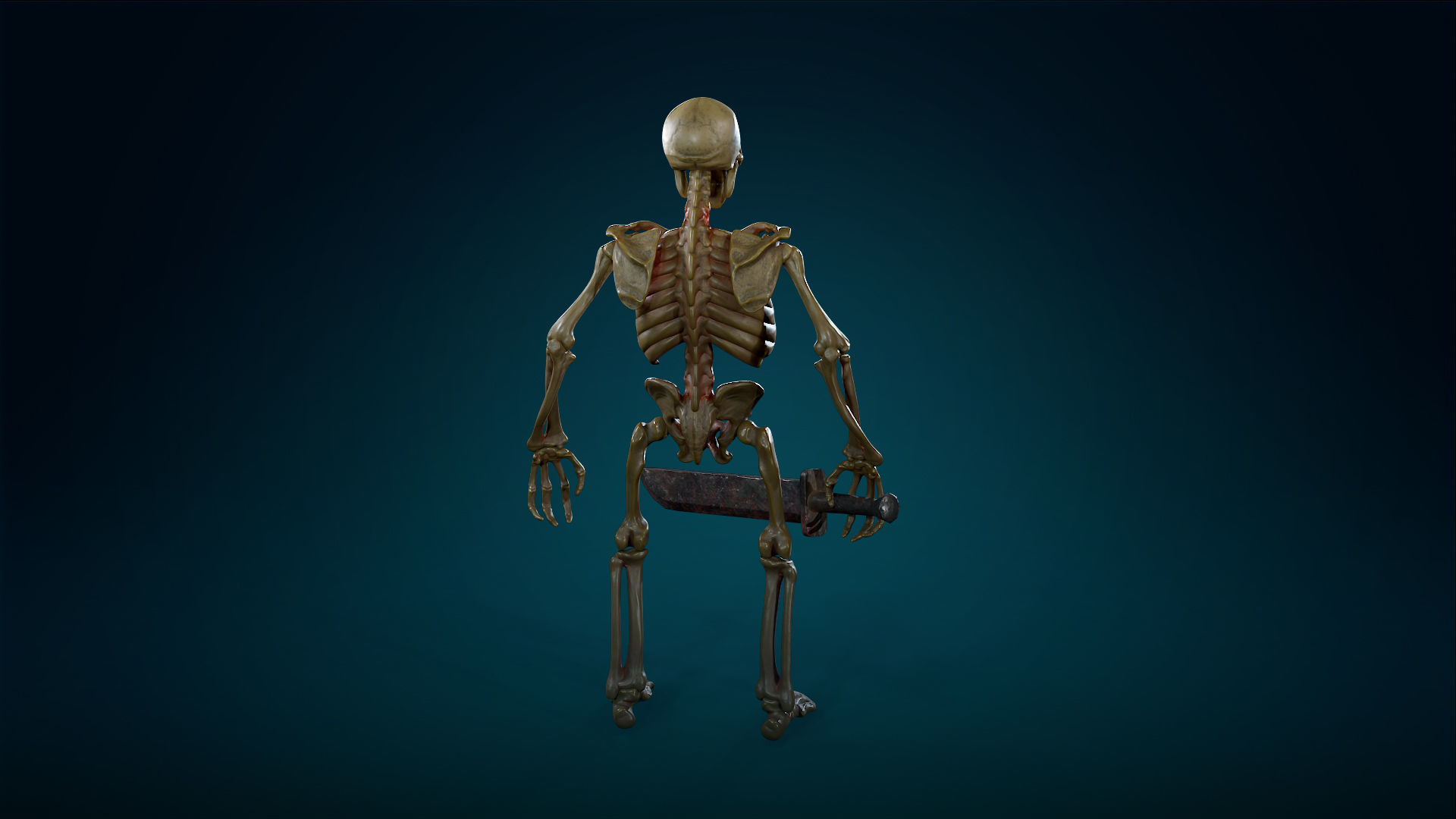 Skeleton Undead Warrior Yellow - Lowpoly - Game Ready  Low-poly 3D model_12