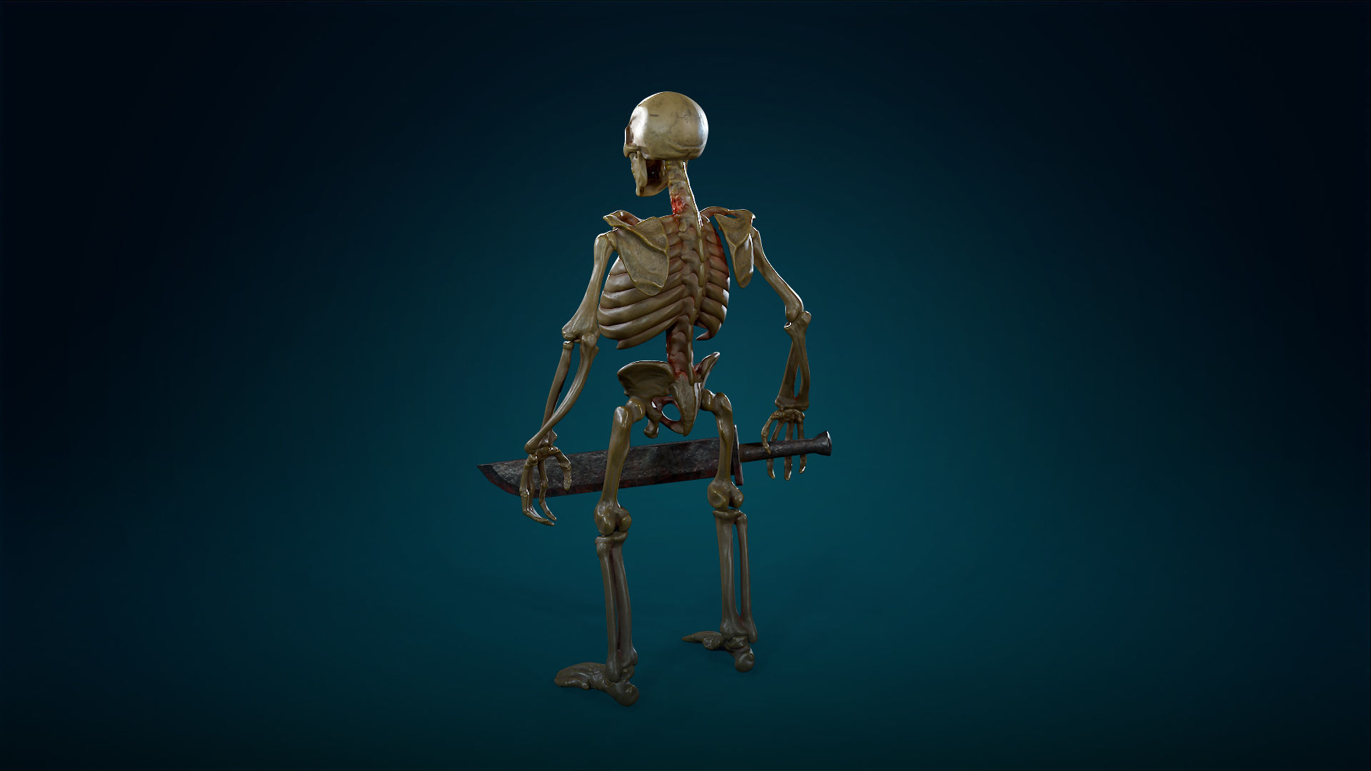 Skeleton Undead Warrior Yellow - Lowpoly - Game Ready  Low-poly 3D model_14