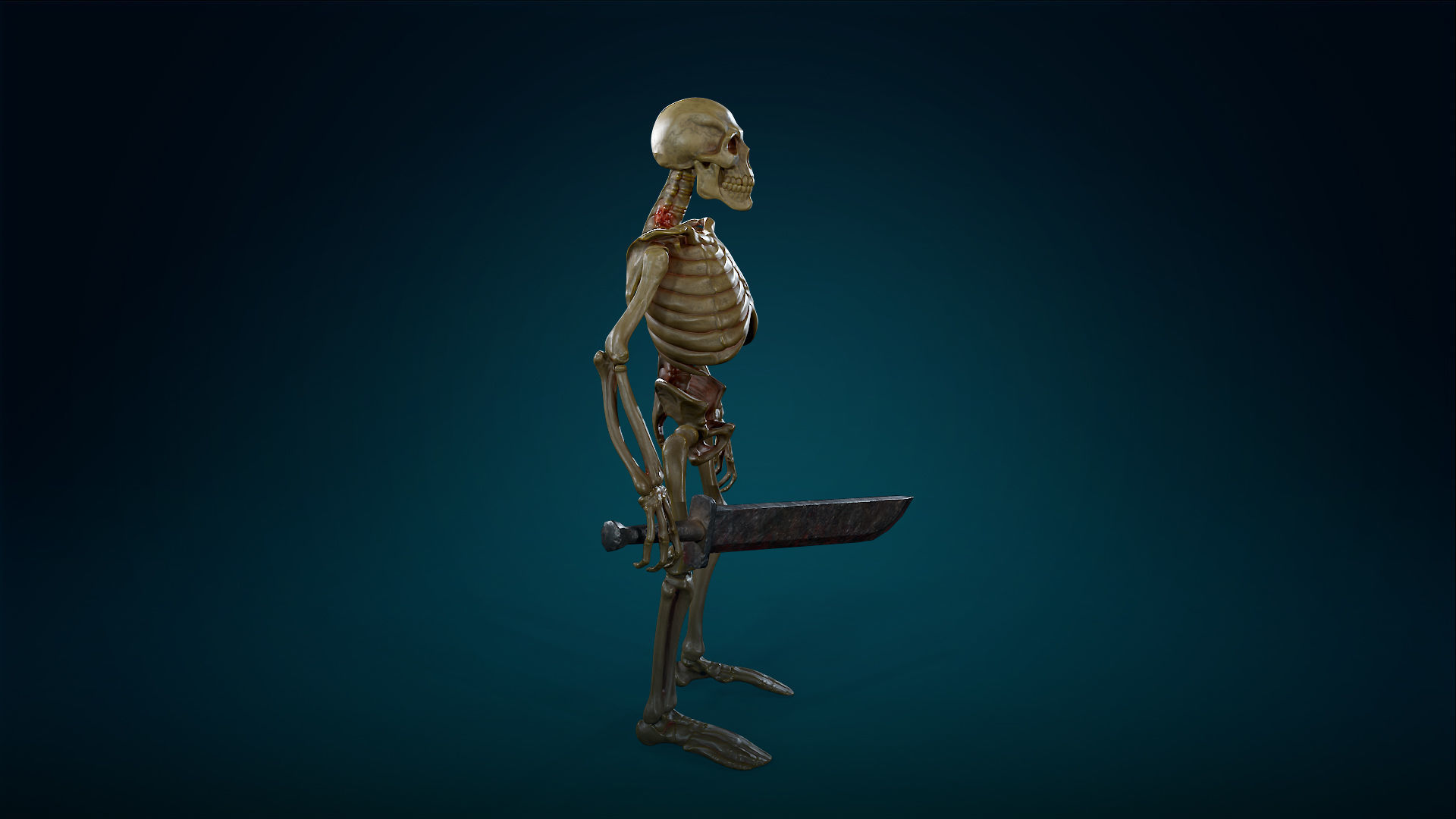 Skeleton Undead Warrior Yellow - Lowpoly - Game Ready  Low-poly 3D model_8