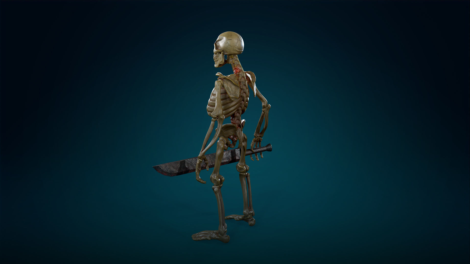 Skeleton Undead Warrior Yellow - Lowpoly - Game Ready  Low-poly 3D model_15