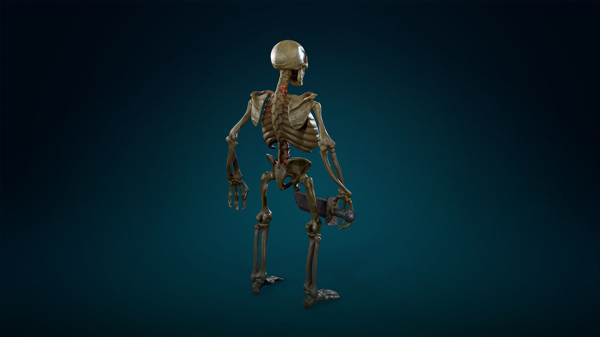 Skeleton Undead Warrior Yellow - Lowpoly - Game Ready  Low-poly 3D model_11