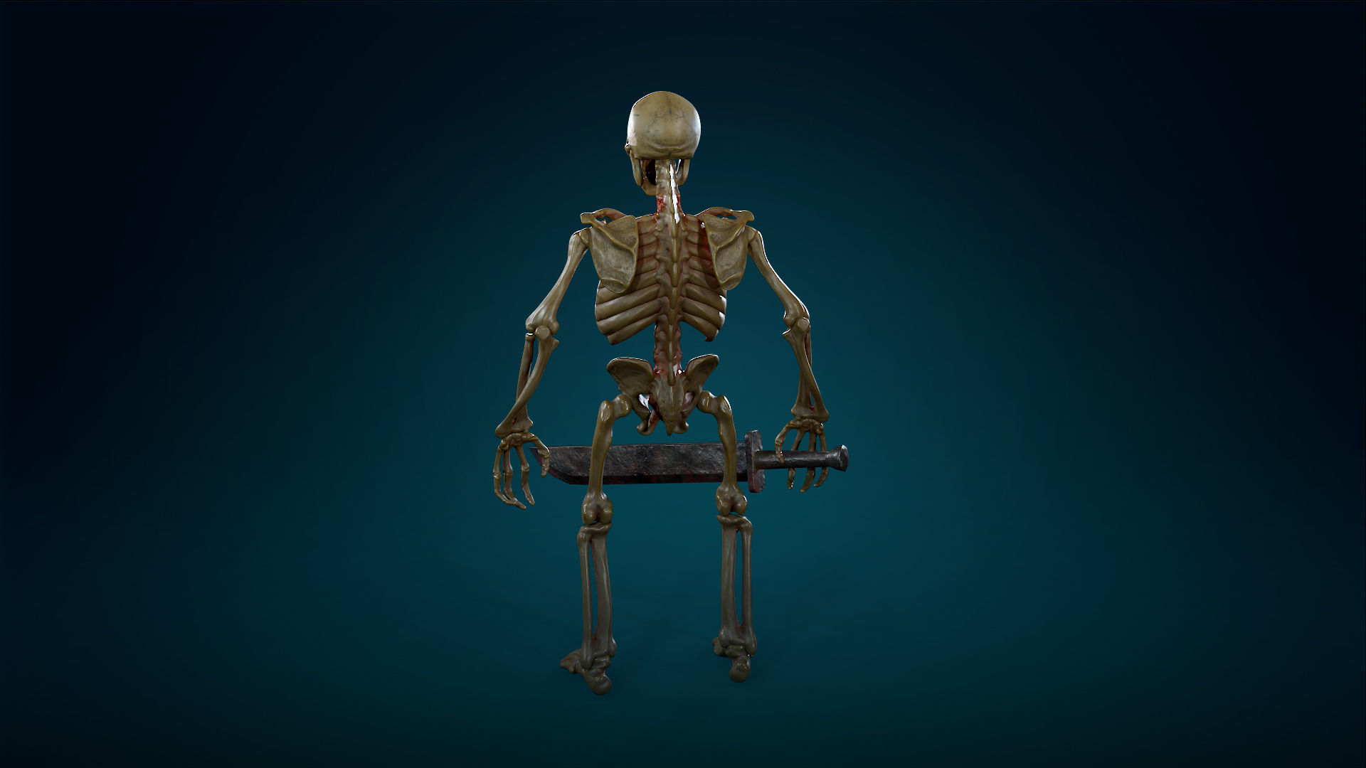Skeleton Undead Warrior Yellow - Lowpoly - Game Ready  Low-poly 3D model_13