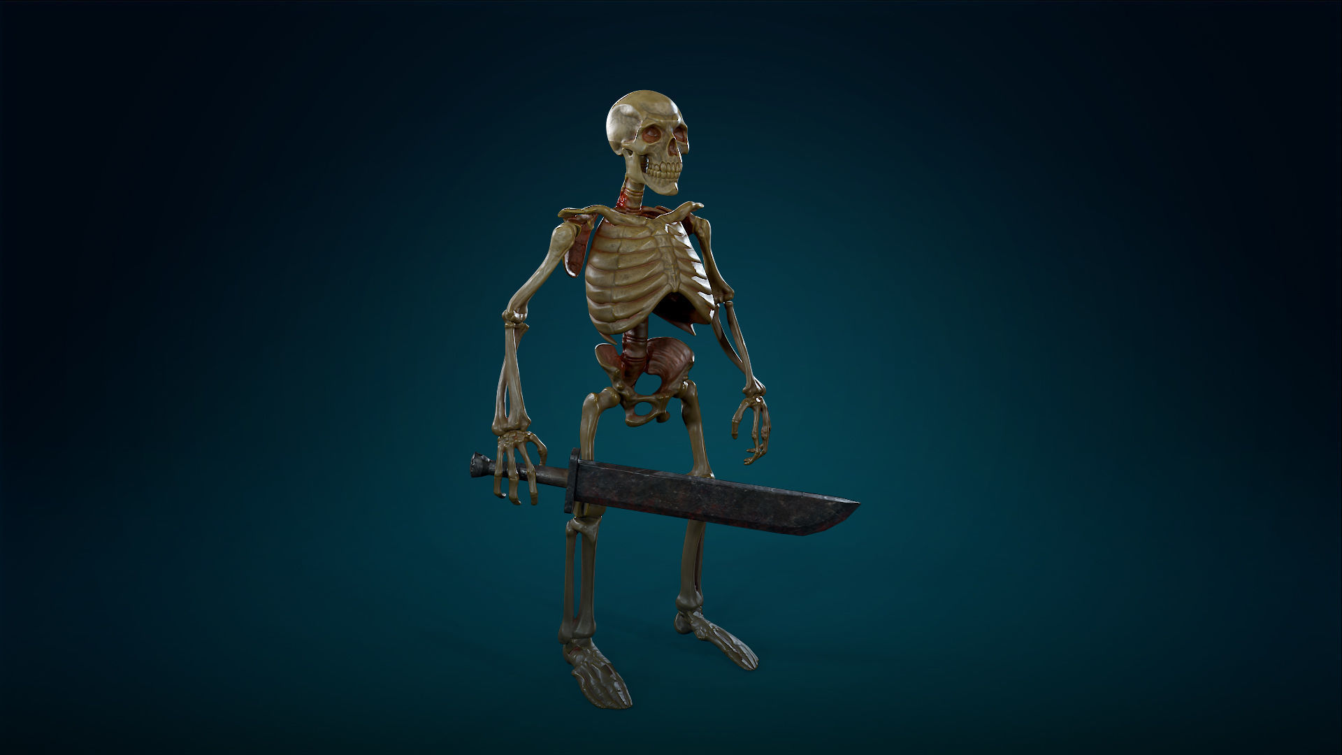 Skeleton Undead Warrior Yellow - Lowpoly - Game Ready  Low-poly 3D model_6