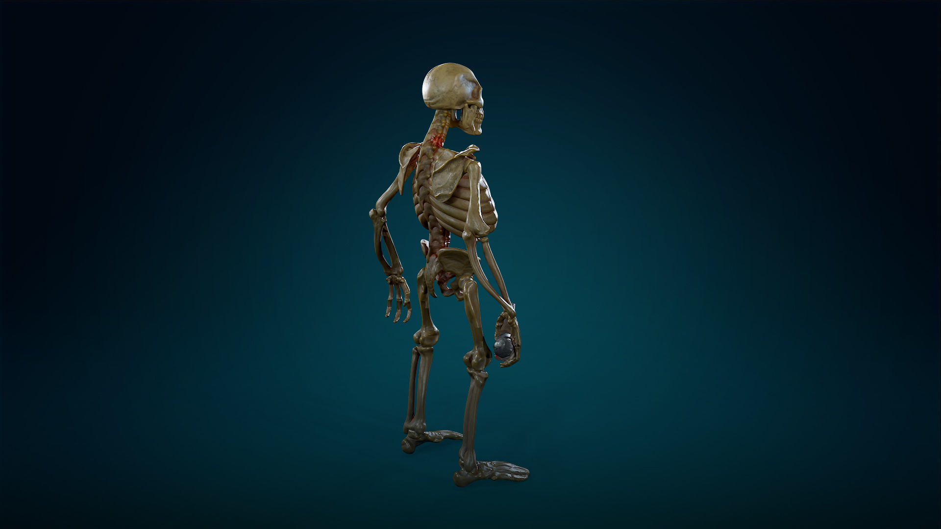 Skeleton Undead Warrior Yellow - Lowpoly - Game Ready  Low-poly 3D model_10
