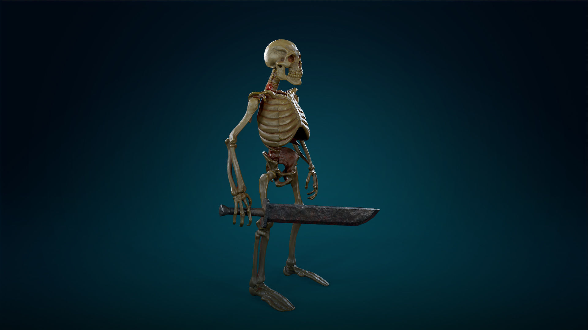 Skeleton Undead Warrior Yellow - Lowpoly - Game Ready  Low-poly 3D model_7