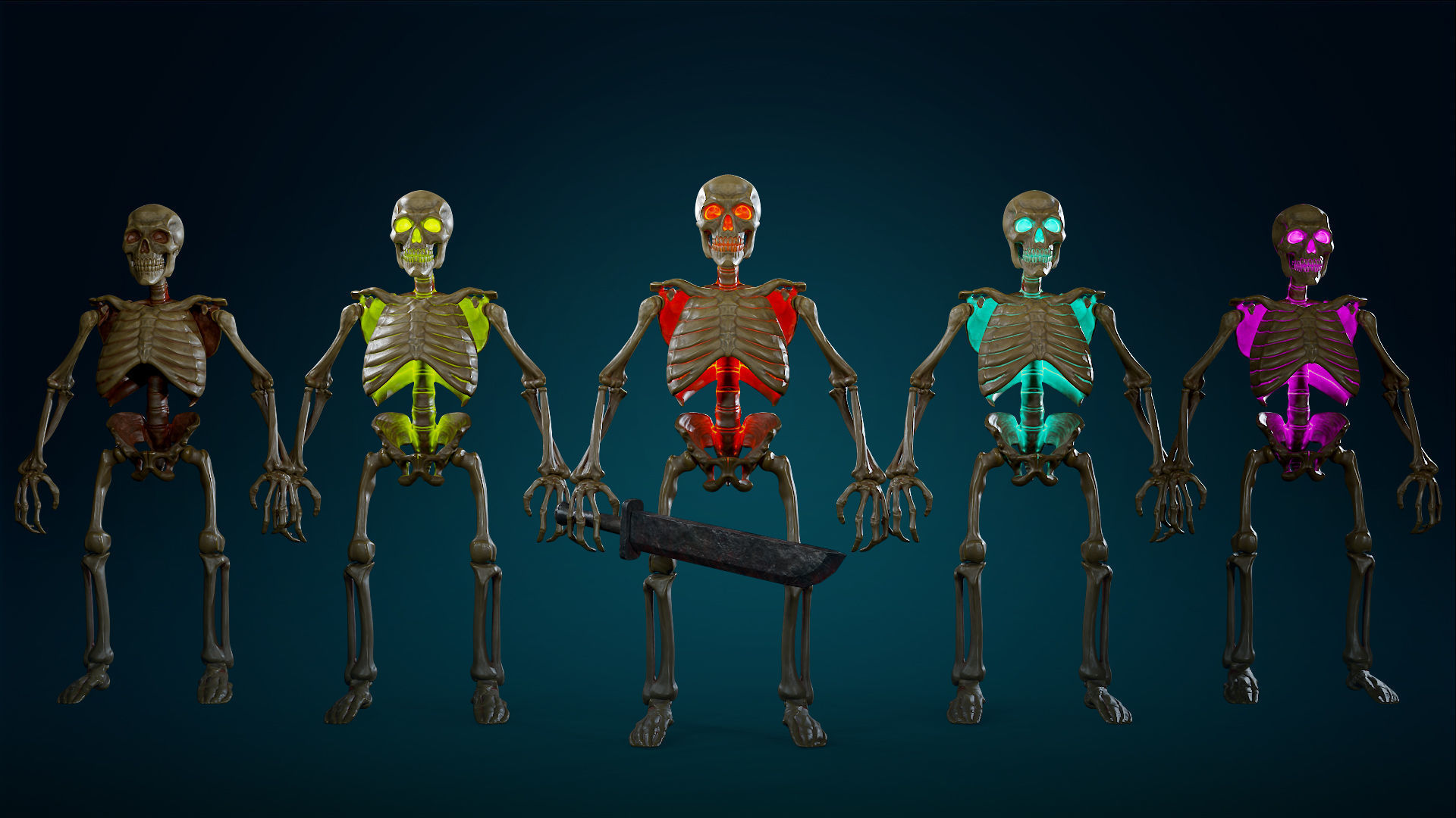 Skeleton Undead Warrior Yellow - Lowpoly - Game Ready  Low-poly 3D model_2