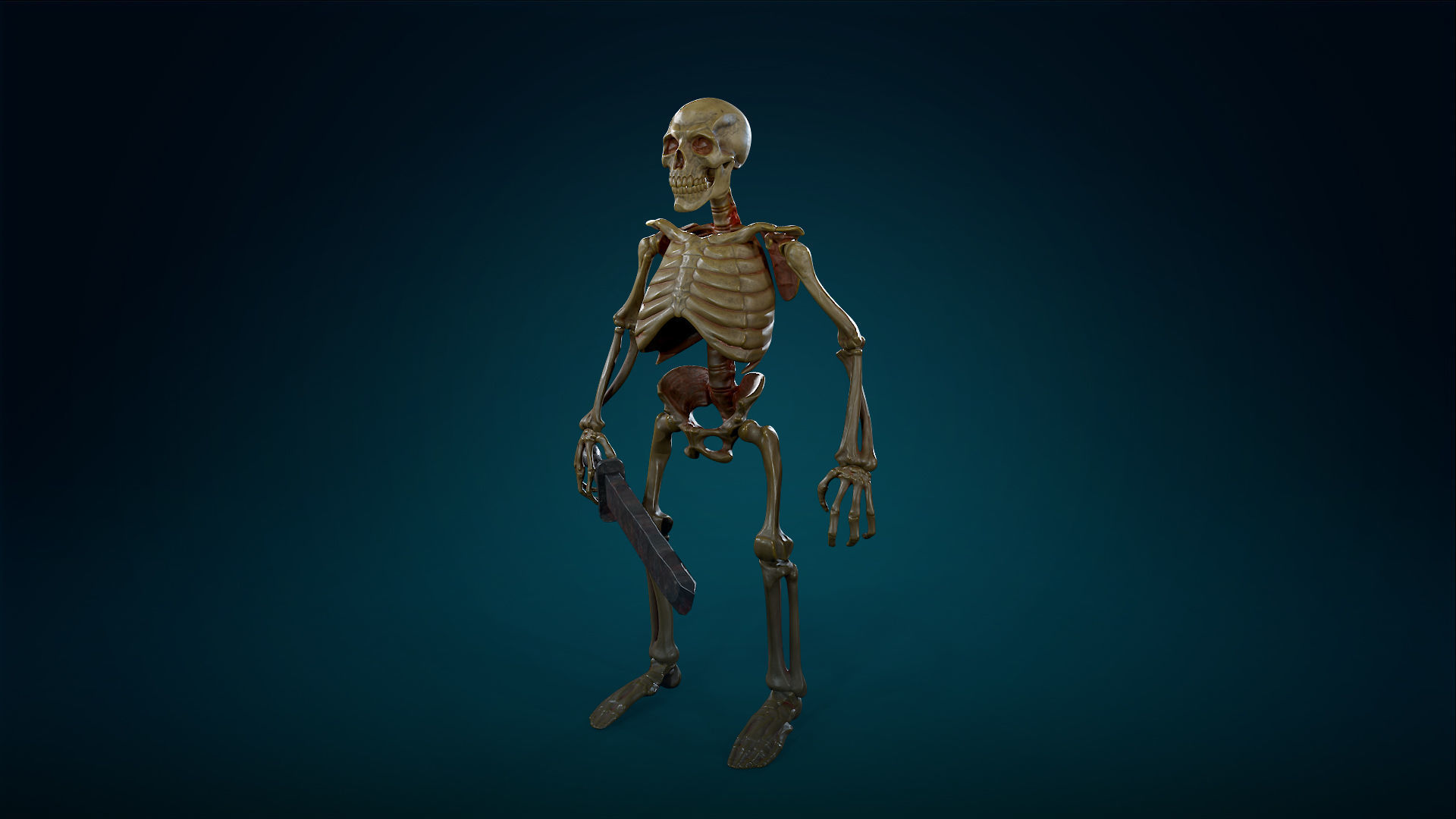 Skeleton Undead Warrior Yellow - Lowpoly - Game Ready  Low-poly 3D model_19