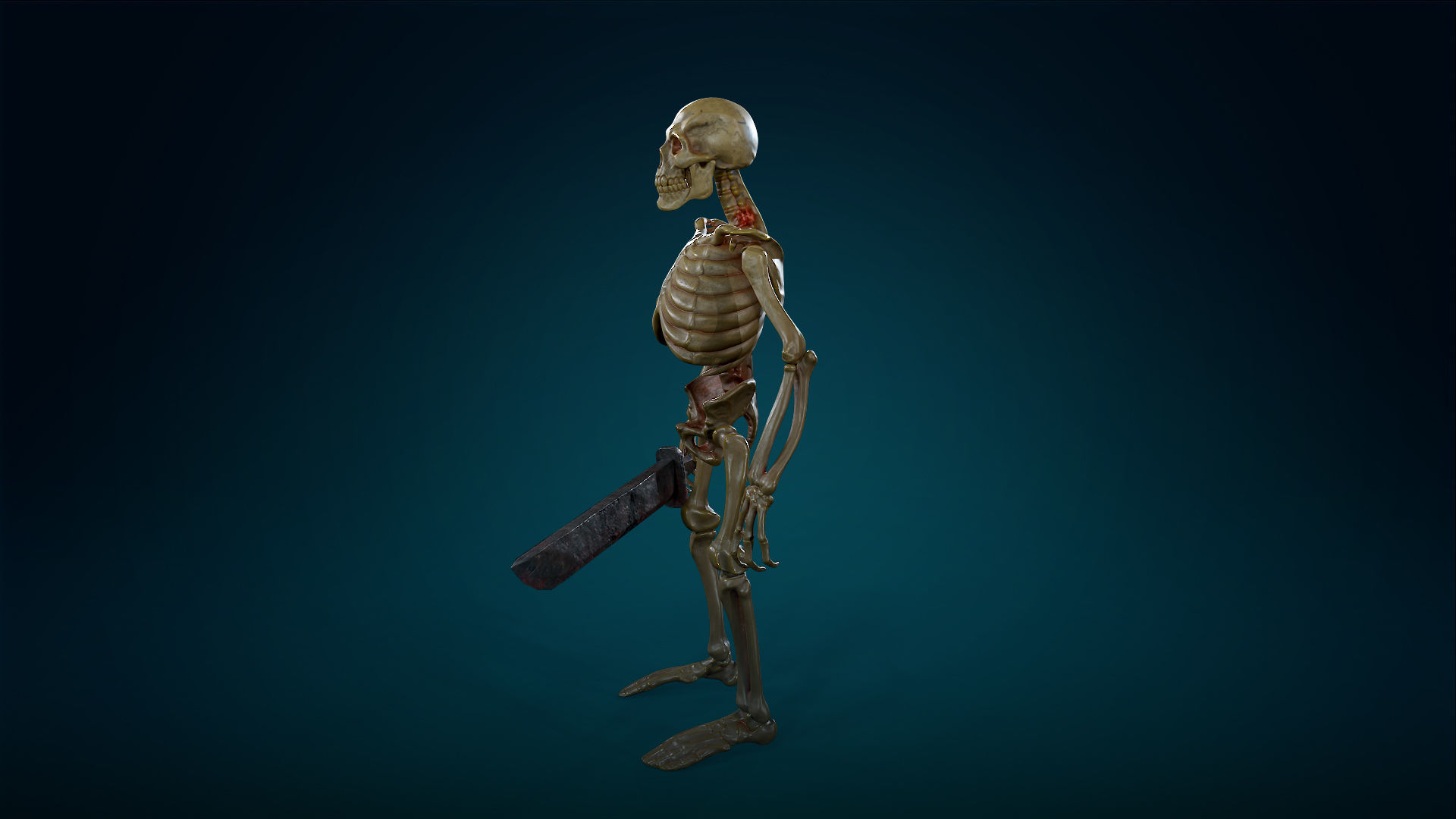 Skeleton Undead Warrior Yellow - Lowpoly - Game Ready  Low-poly 3D model_17
