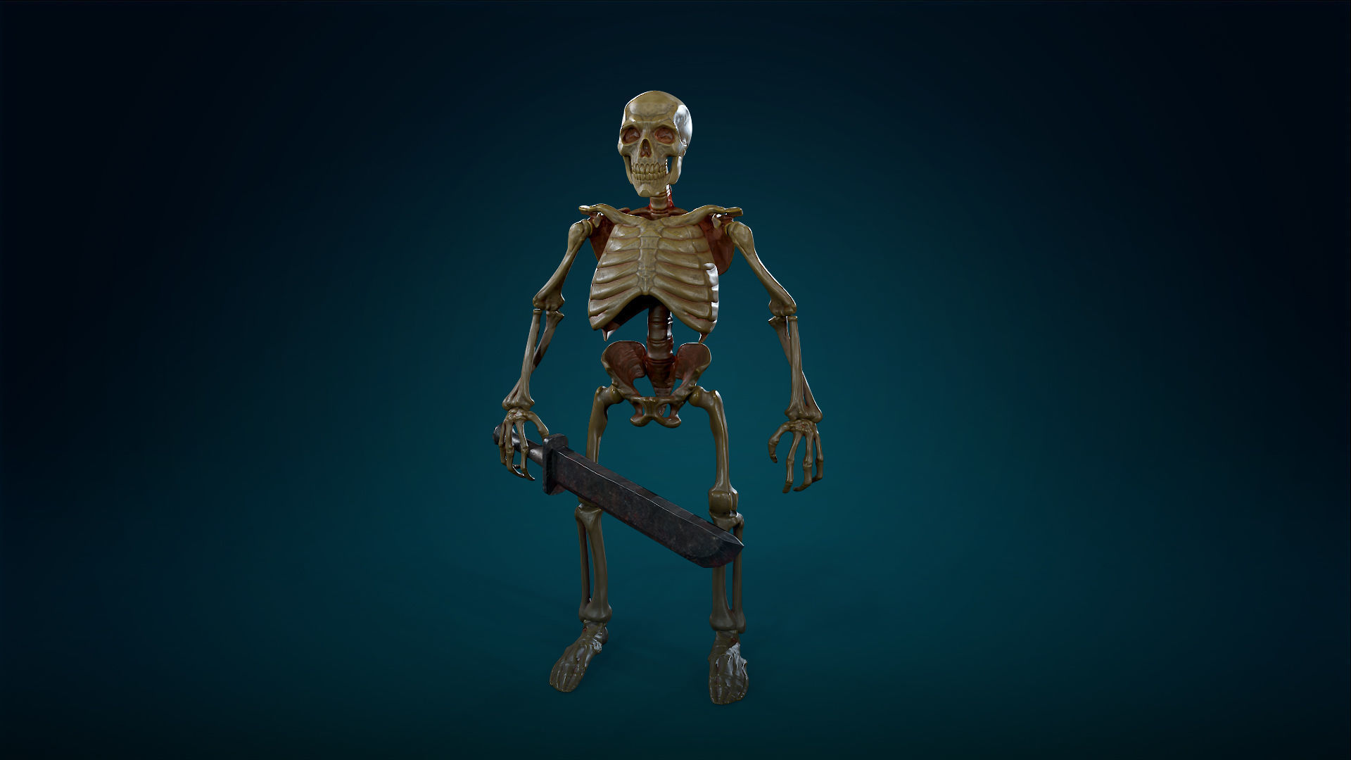 Skeleton Undead Warrior Yellow - Lowpoly - Game Ready  Low-poly 3D model_20