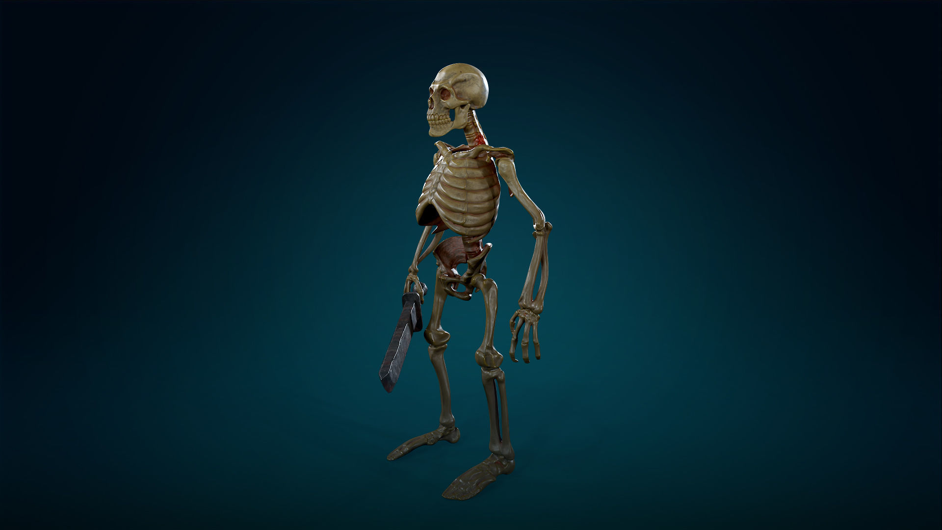 Skeleton Undead Warrior Yellow - Lowpoly - Game Ready  Low-poly 3D model_18