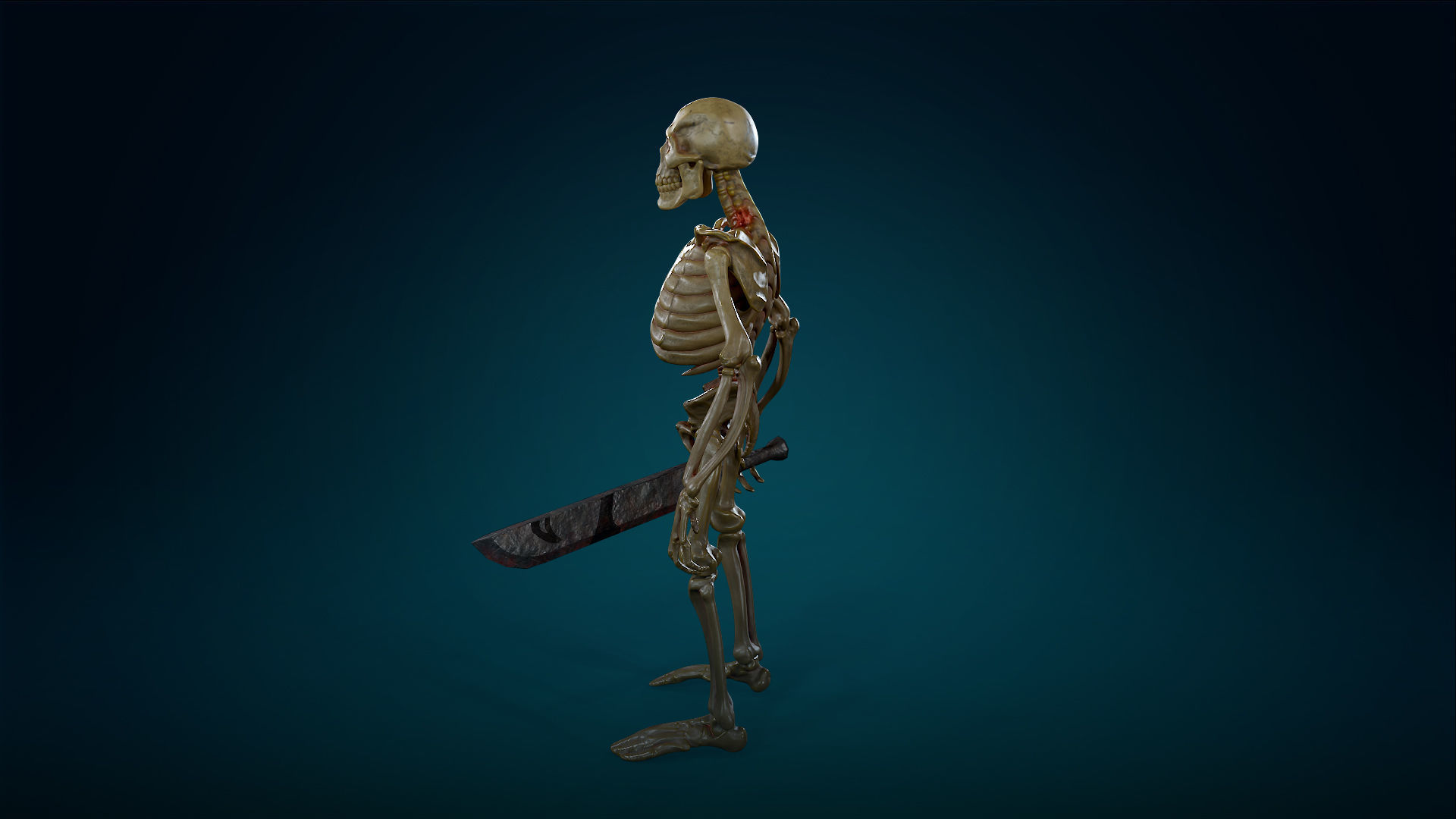 Skeleton Undead Warrior Yellow - Lowpoly - Game Ready  Low-poly 3D model_16
