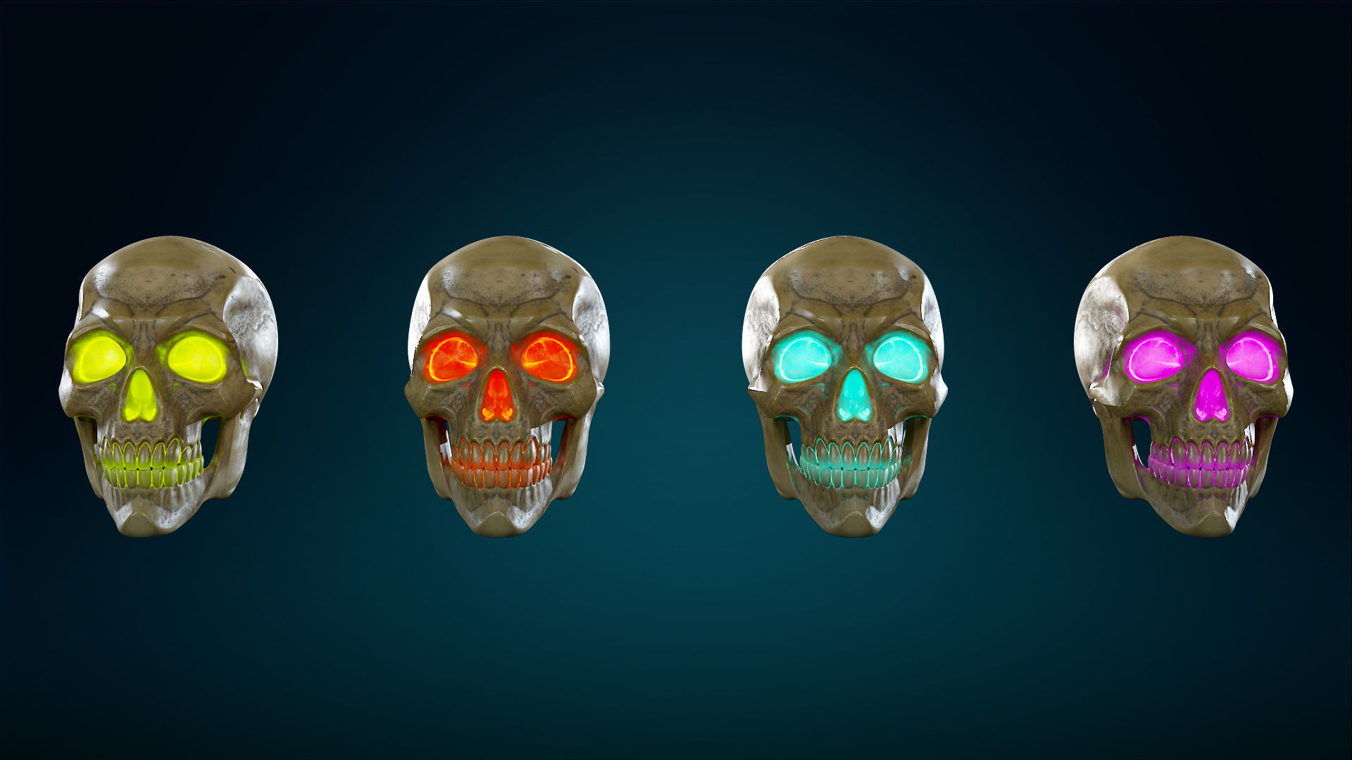 Human Skeleton Skull - Yellow - Lowpoly - Game Ready Low-poly 3D model_20