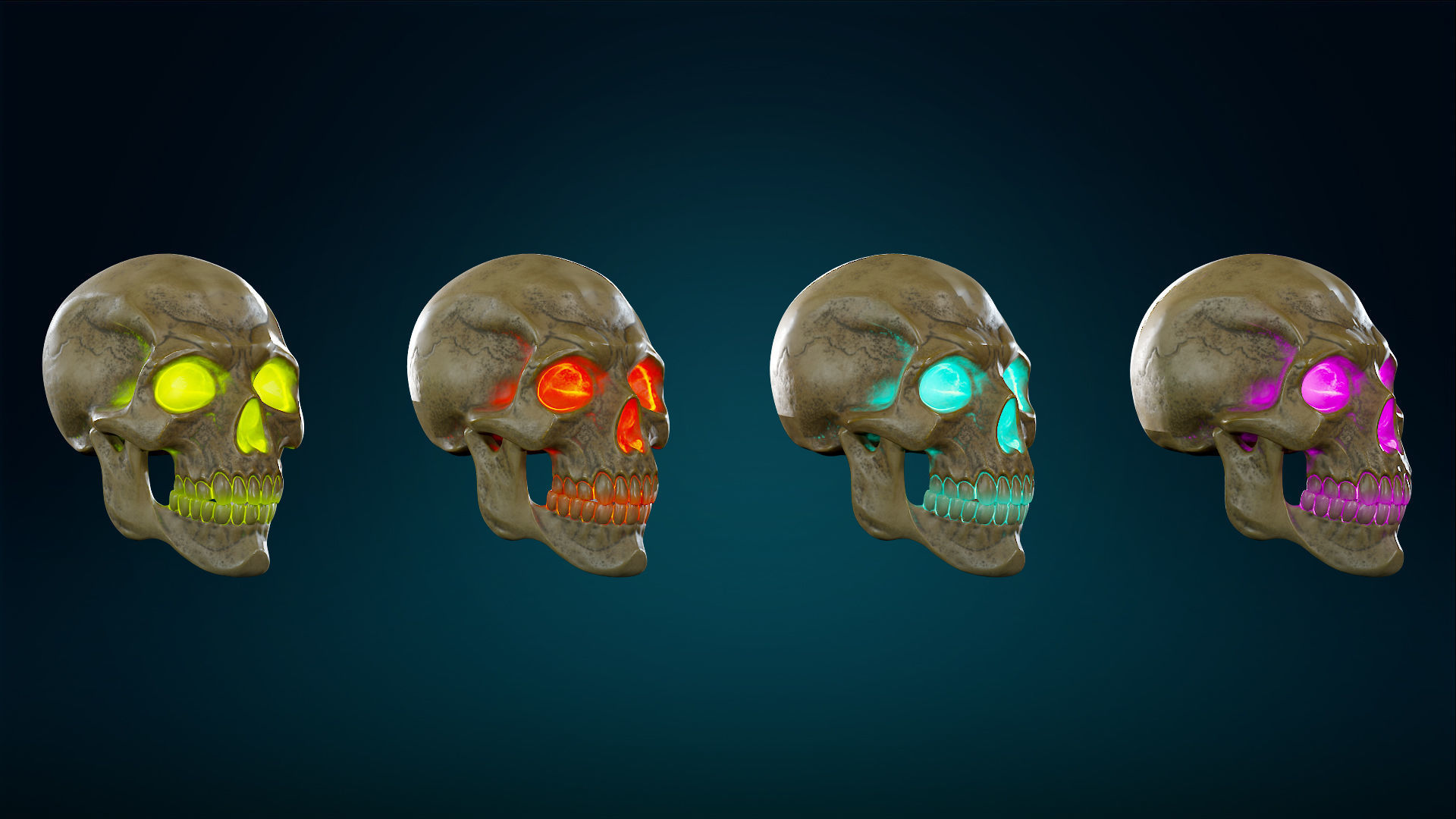 Human Skeleton Skull - Yellow - Lowpoly - Game Ready Low-poly 3D model_21
