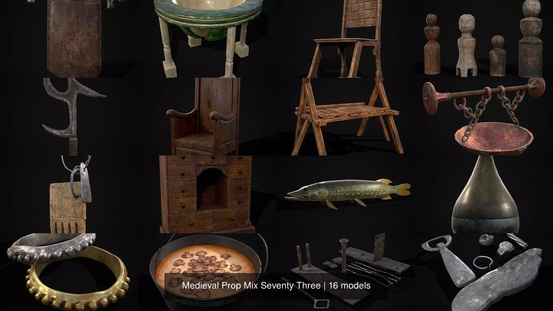 Medieval Prop Mix Seventy Three 3D Model Collection_0