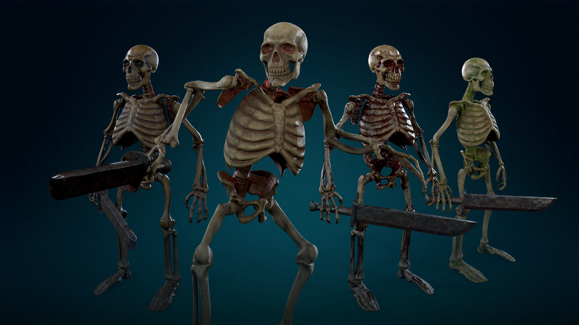 Humanoid Skeletons Undead Warriors - Game Ready - Collection _6