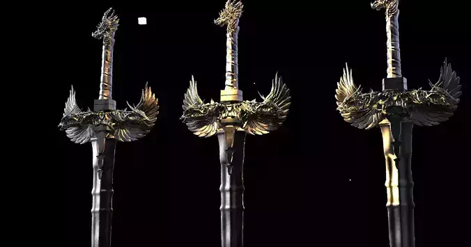 Dark Winged Dragon sword 3D model