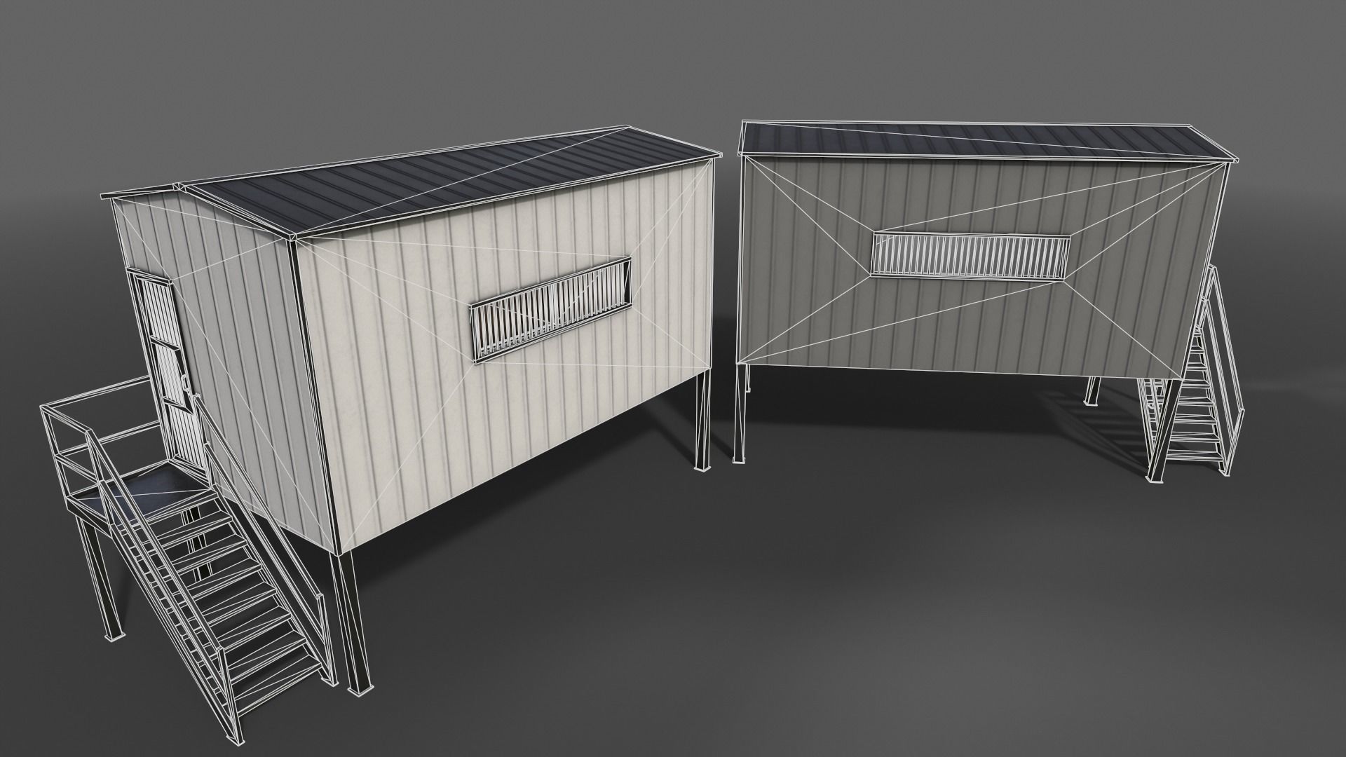 PBR Shed House C 20ft V5 Low-poly 3D model_7