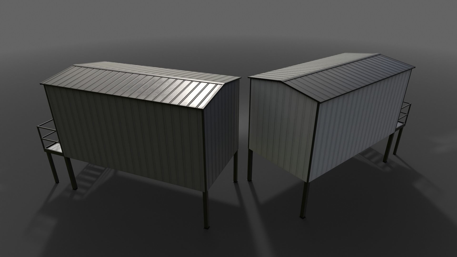 PBR Shed House C 20ft V5 Low-poly 3D model_14