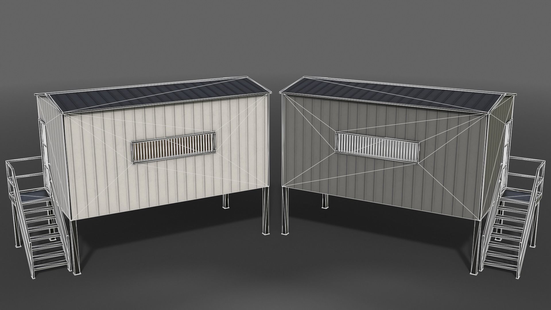 PBR Shed House C 20ft V5 Low-poly 3D model_5