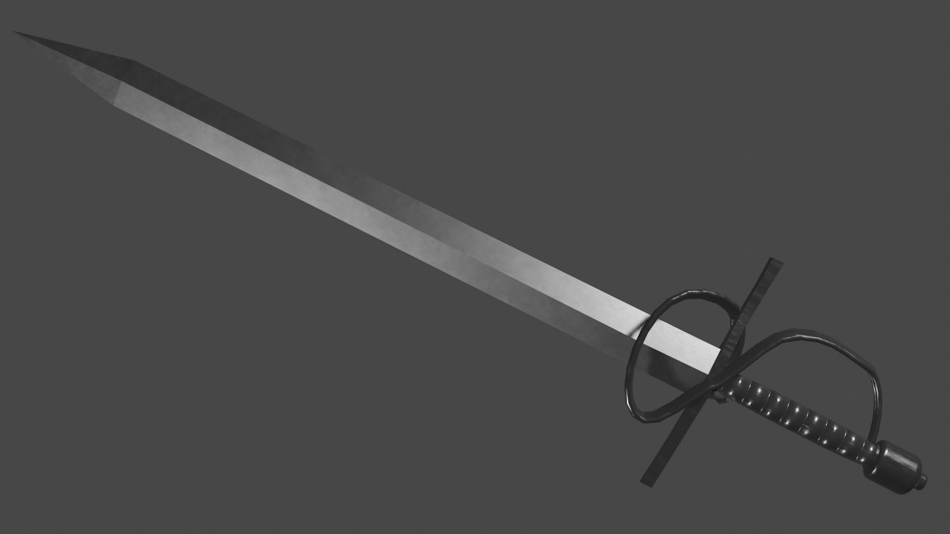 Gladius sword with Flamberge handle Low-poly 3D model_3