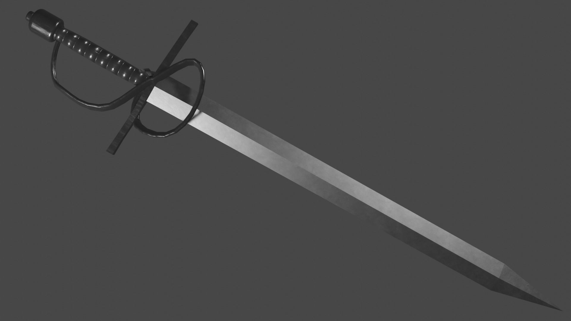 Gladius sword with Flamberge handle Low-poly 3D model_1