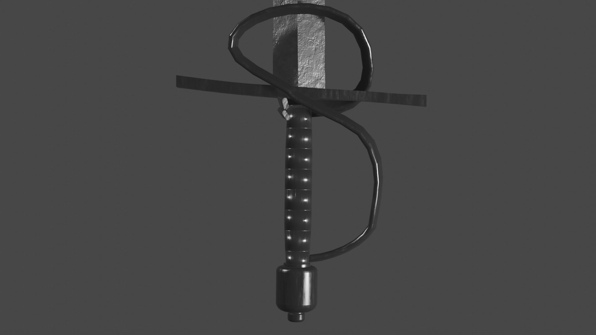 Gladius sword with Flamberge handle Low-poly 3D model_9