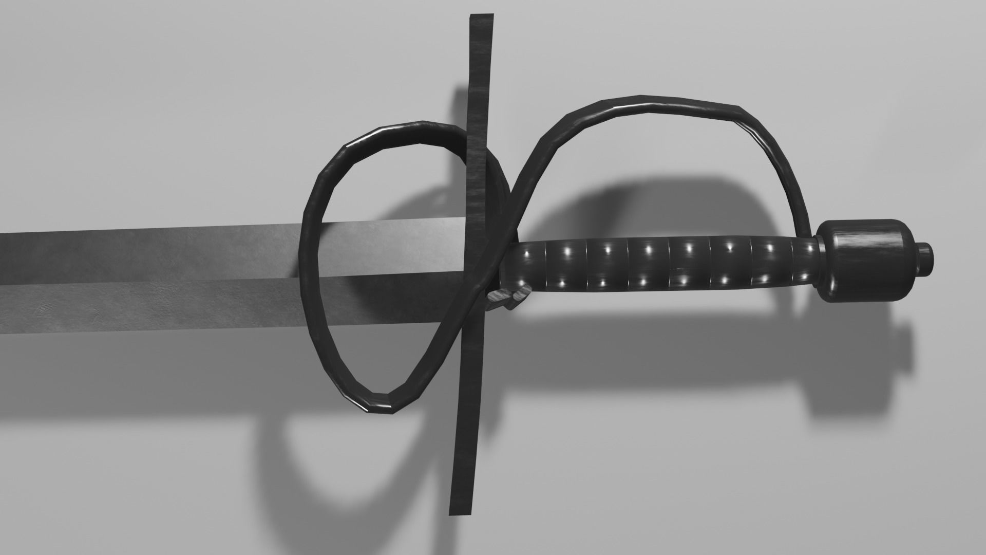 Gladius sword with Flamberge handle Low-poly 3D model_12