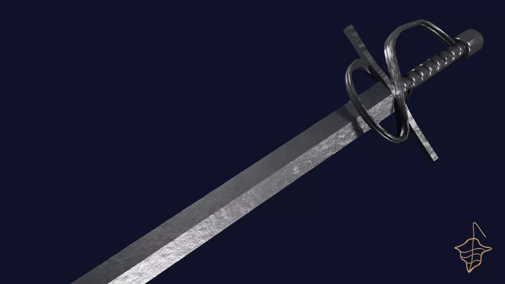 Gladius sword with Flamberge handle Low-poly 3D model_0