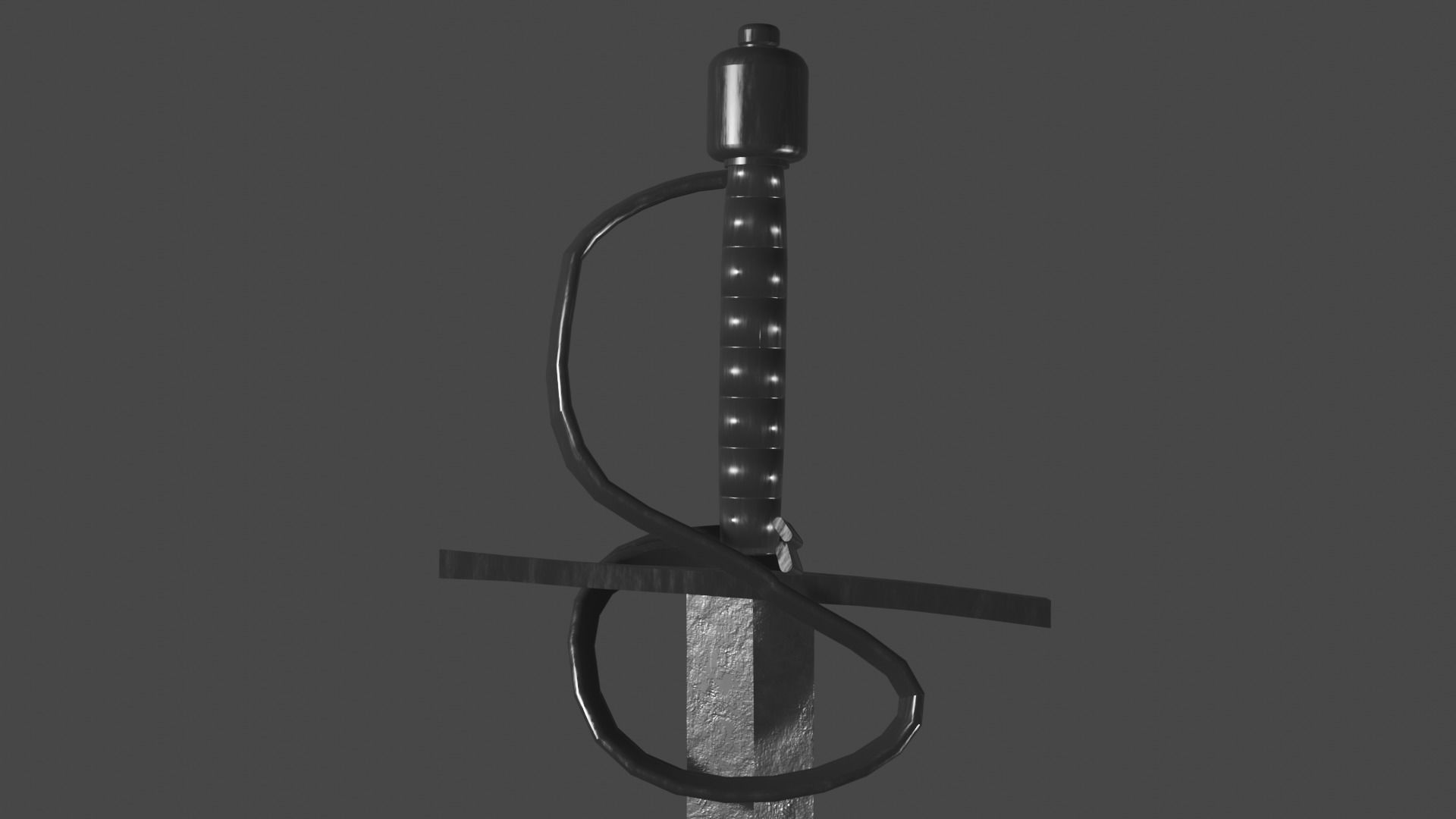 Gladius sword with Flamberge handle Low-poly 3D model_8