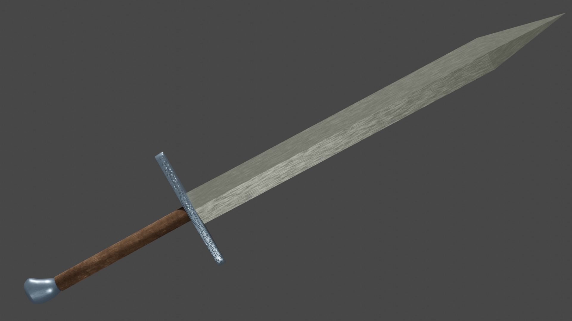 Spatha sword with Grossmesser handle Low-poly 3D model_2