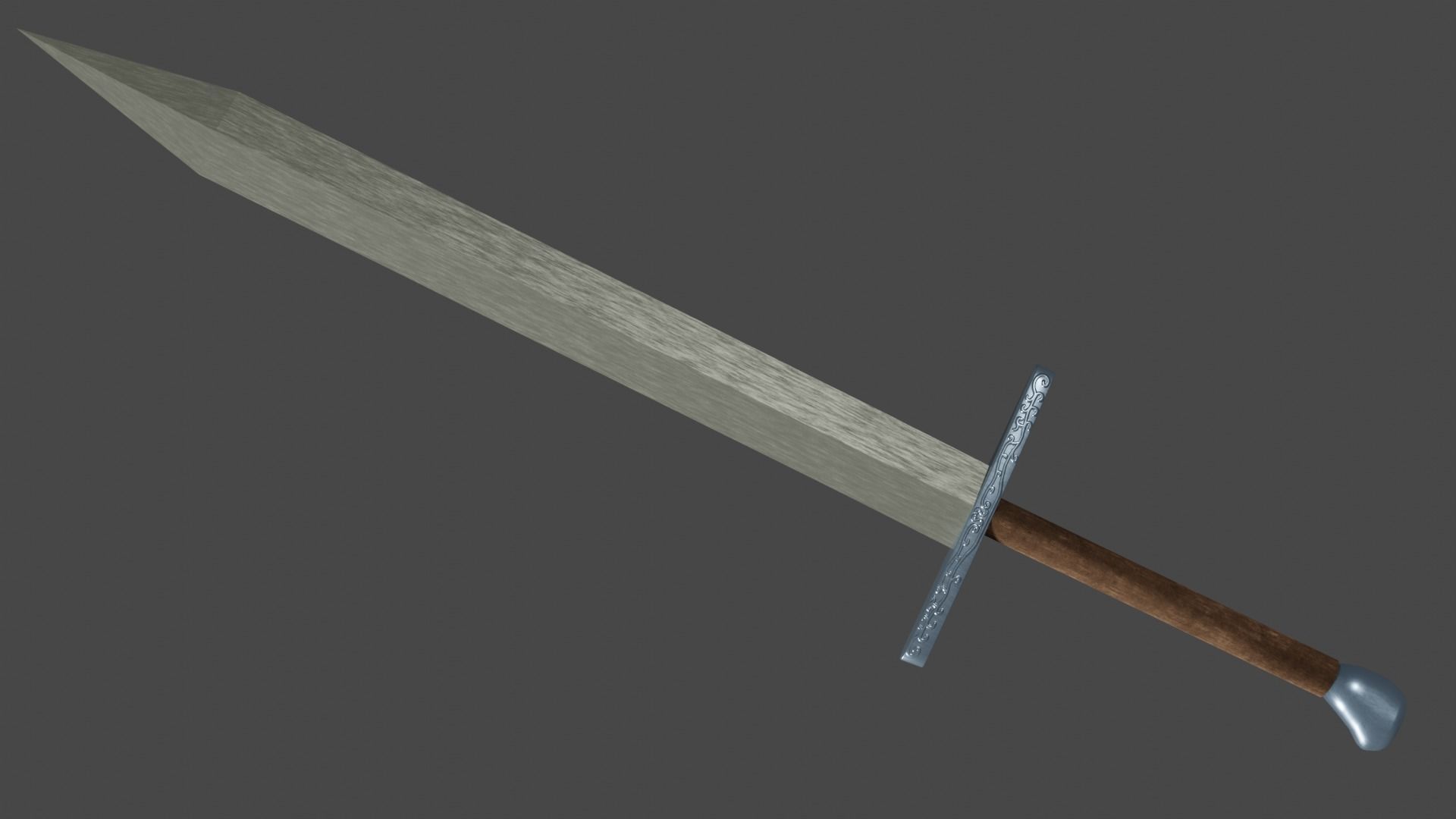 Spatha sword with Grossmesser handle Low-poly 3D model_3