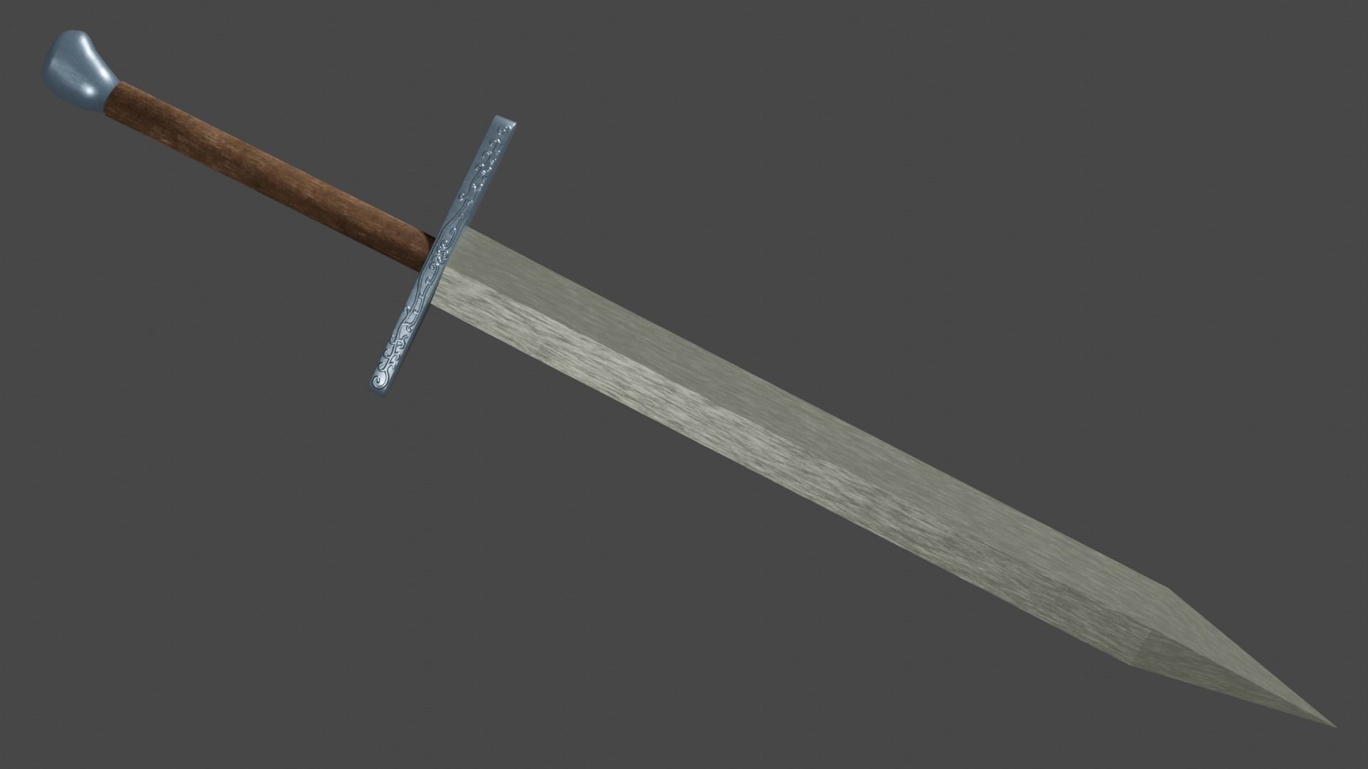 Spatha sword with Grossmesser handle Low-poly 3D model_1