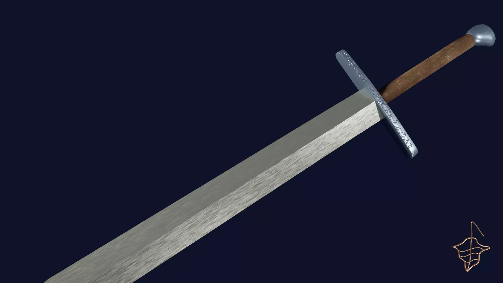 Spatha sword with Grossmesser handle Low-poly 3D model_0