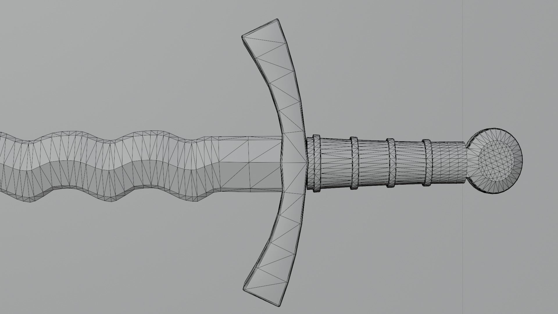 Flamberge sword with Falchion handle Low-poly 3D model_13