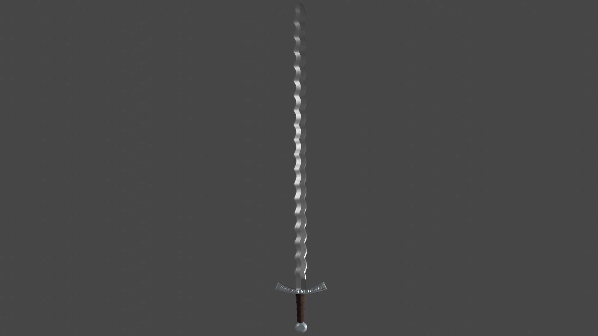 Flamberge sword with Falchion handle Low-poly 3D model_6
