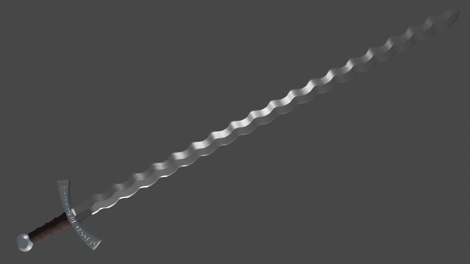 Flamberge sword with Falchion handle Low-poly 3D model_2