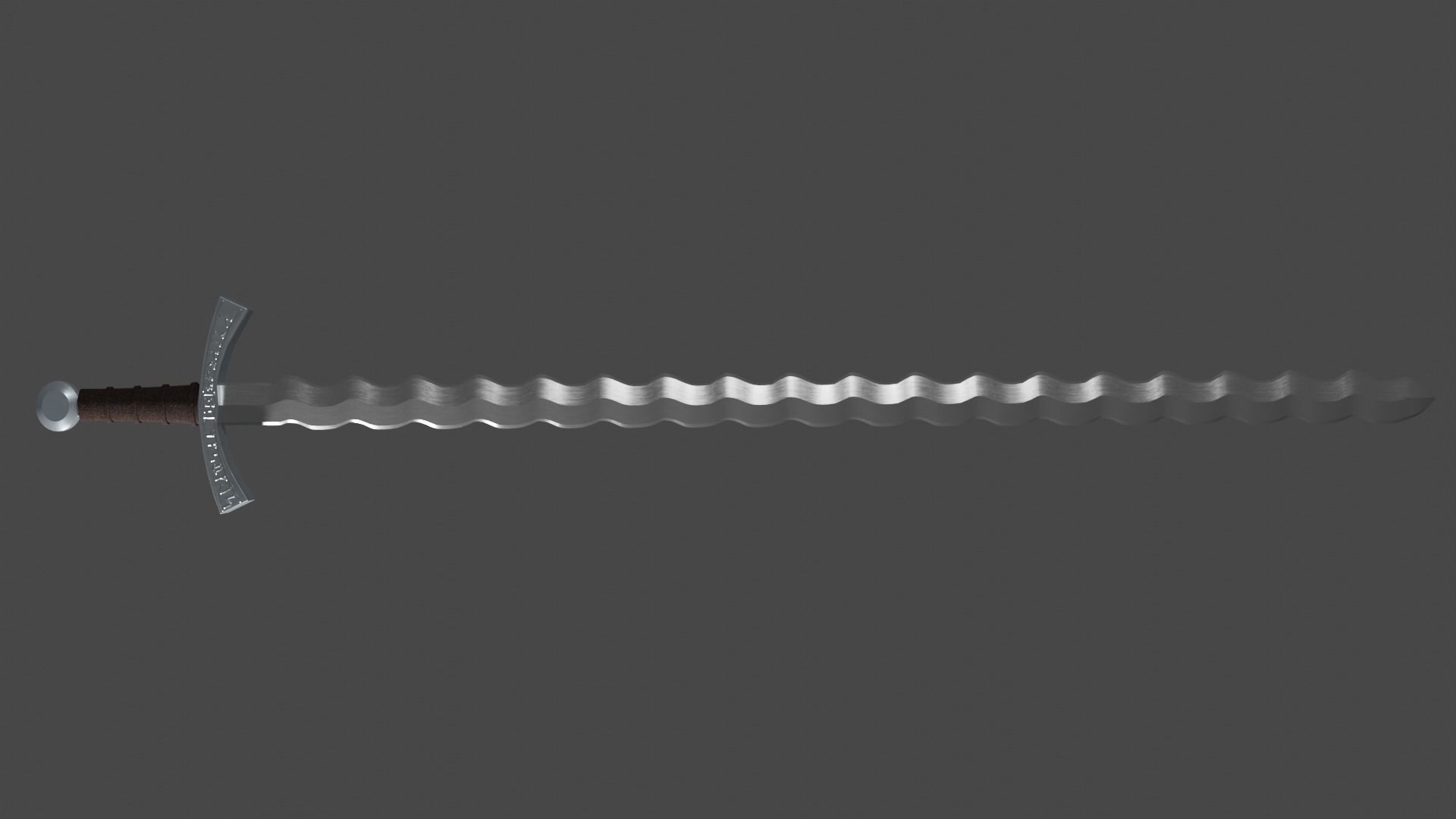 Flamberge sword with Falchion handle Low-poly 3D model_5