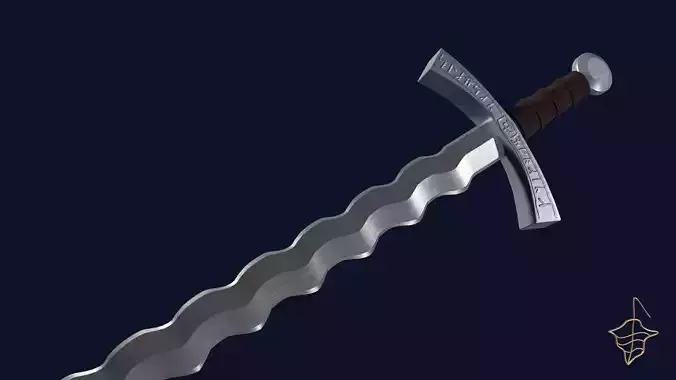 Flamberge sword with Falchion handle