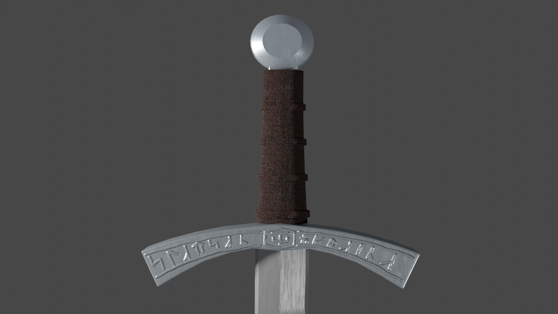 Flamberge sword with Falchion handle Low-poly 3D model_8