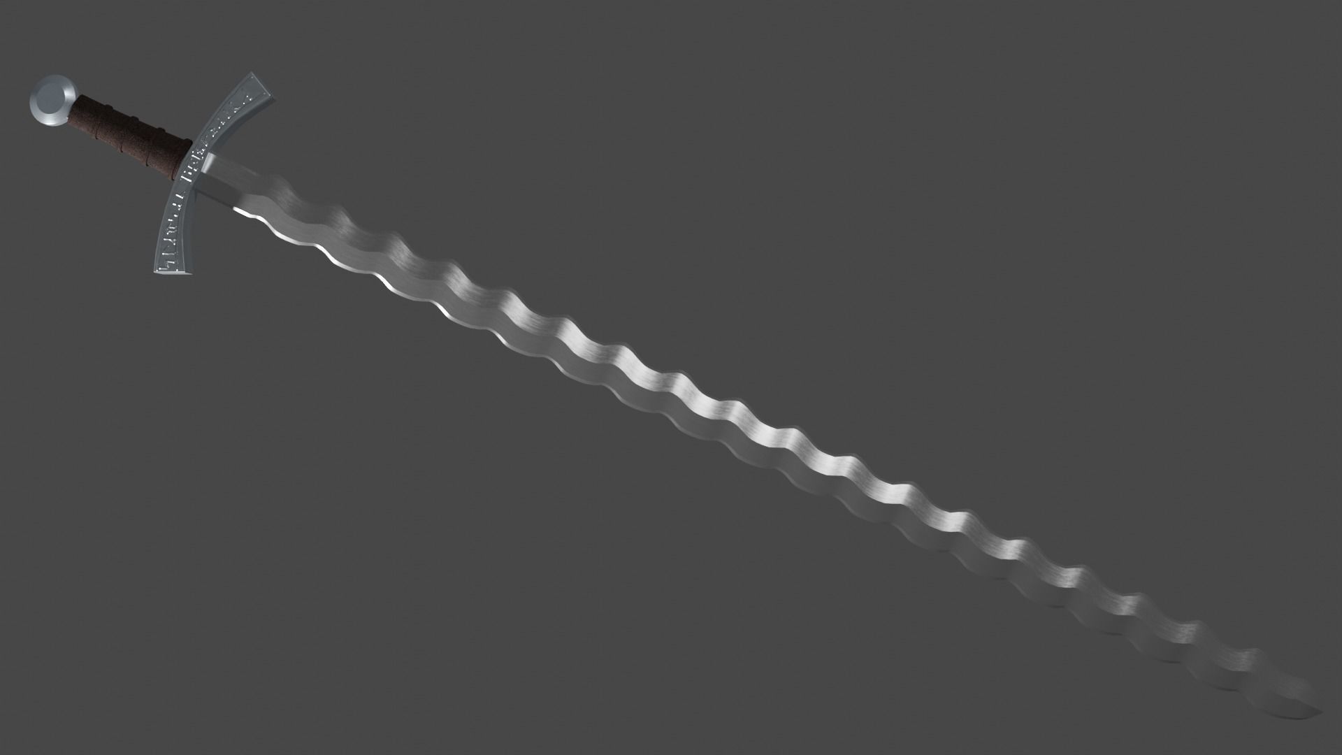 Flamberge sword with Falchion handle Low-poly 3D model_1