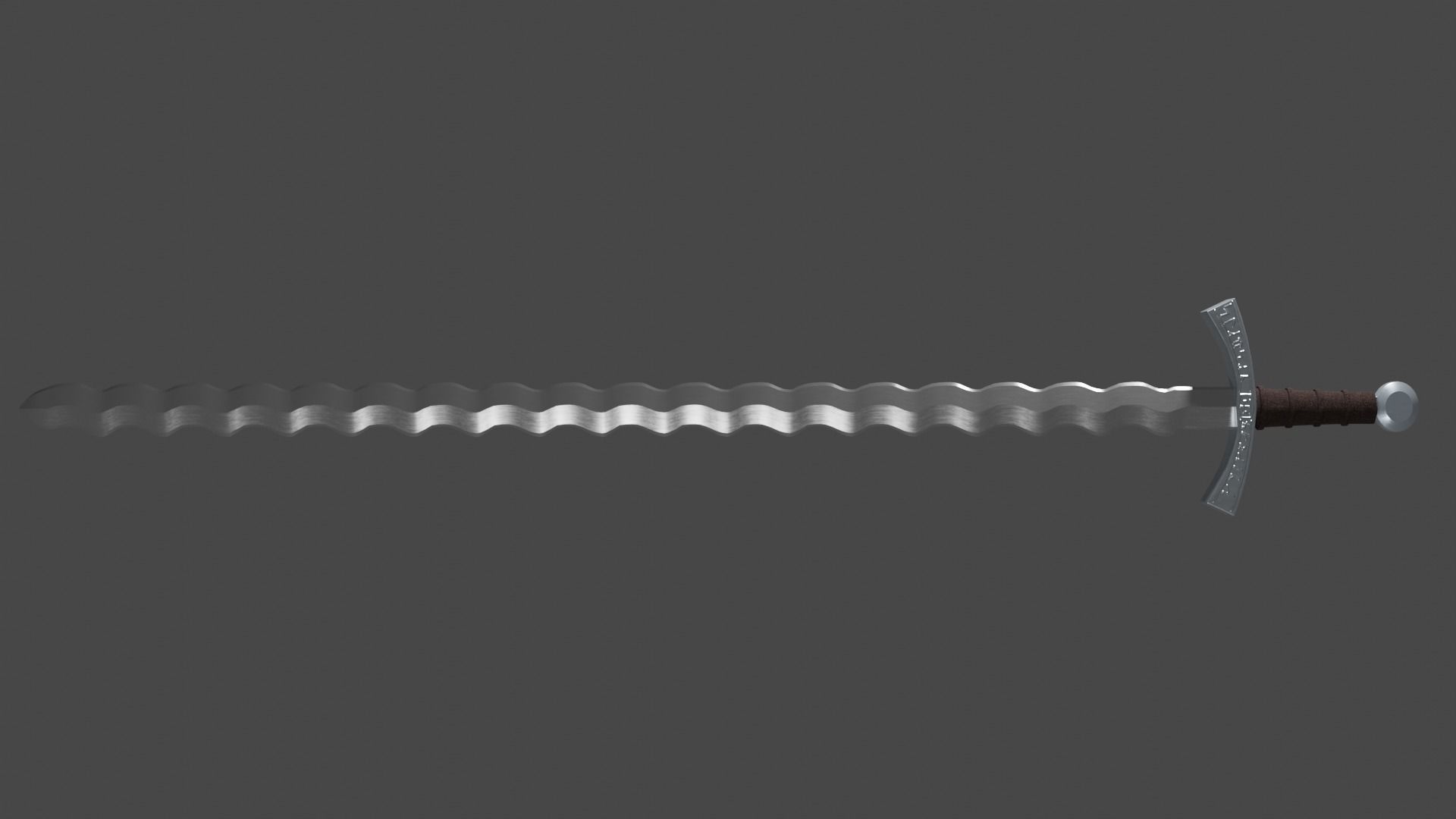 Flamberge sword with Falchion handle Low-poly 3D model_4