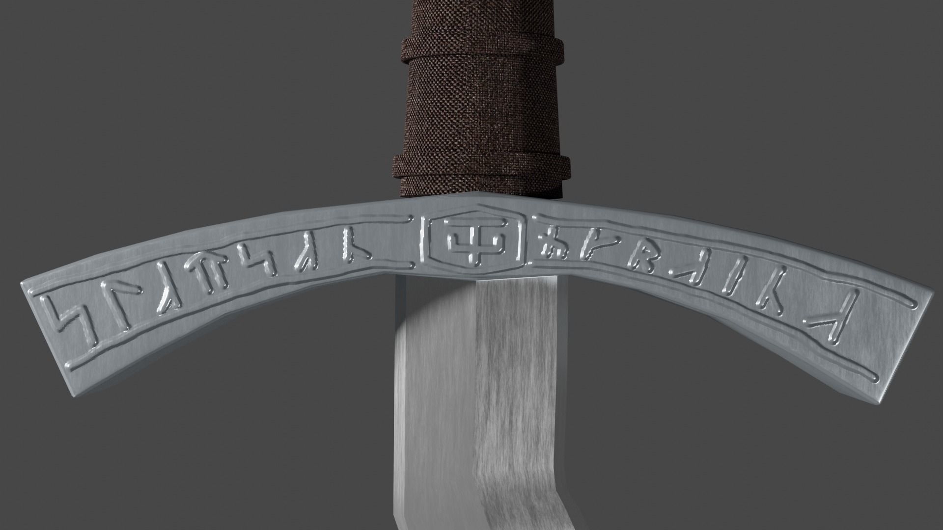 Flamberge sword with Falchion handle Low-poly 3D model_9